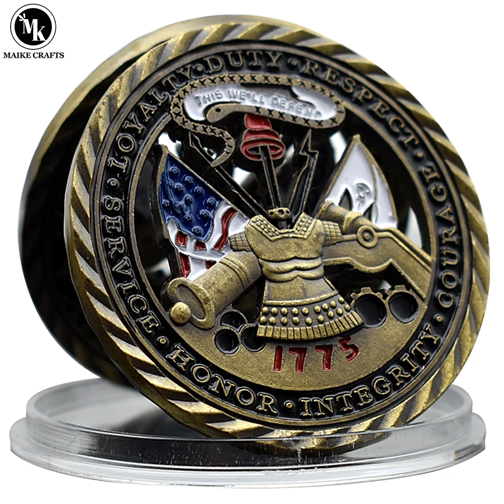 

1775 US Army Challenge Coin Metal Hollow Core Values Hollowed Out Military Commemorative Medal Collection Holiday Gift