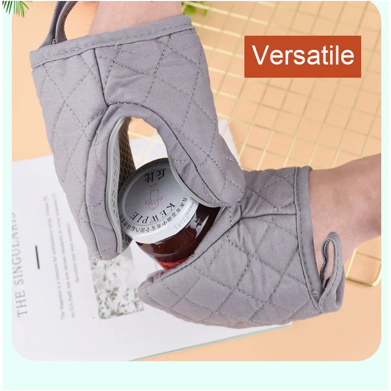 Food Safe Flexible Heat Resistant Silicone Oven Mitt Non-Slip Oven Gloves with Quilted Liner for Kitchen Baking Barb