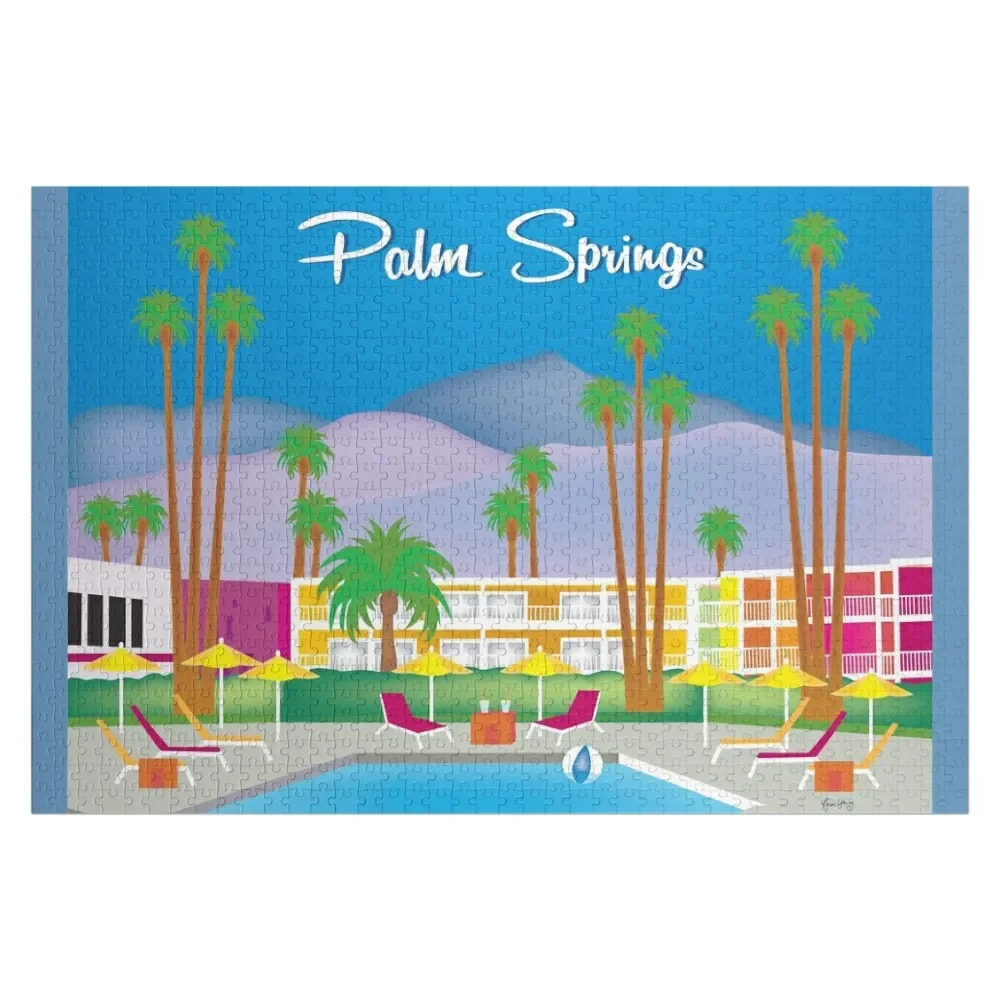 Palm Springs, California - Skyline Illustration by Loose Petals Jigsaw Puzzle Children Wooden Animal Anime Puzzle