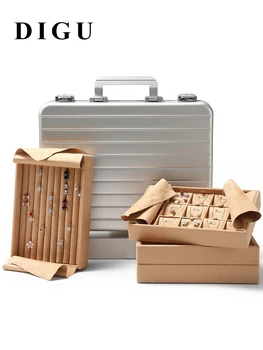 Aluminum magnesium alloy ring necklace bracelet storage box exhibition suitcase counter jewelry store box