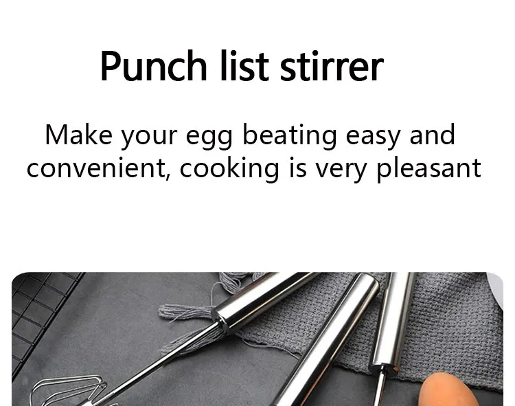 Stainless Steel Rotary Whisk with Wood Handle