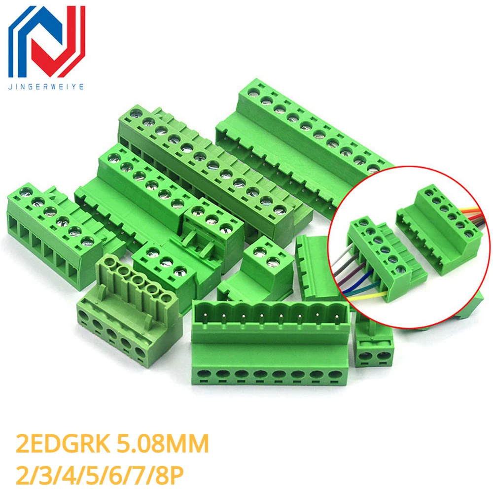 

2Sets/lot 2EDGRK 5.08MM Pluggable Terminal Blocks Connector KF2EDGKR 5.08 Butting Style 2/3/4/5/6/7/8/910P/12 Pin Screw Terminal