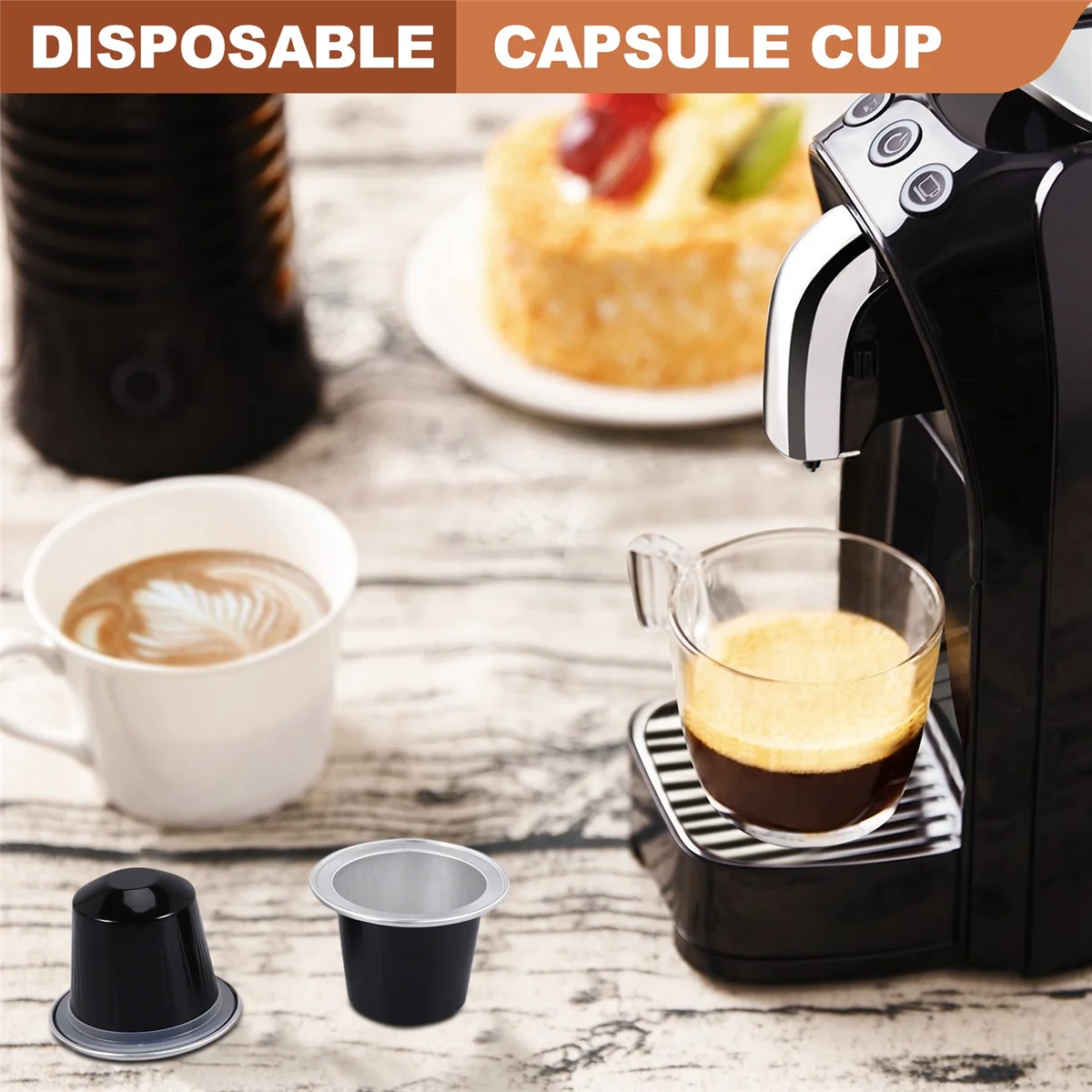 Refillable Coffee Capsules Cup Disposable Coffee Capsules Packaging Cafe Supplies for Black 50Sets coffee capsules