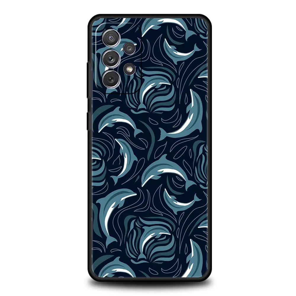 Ocean Dolphin Design Phone Case – Artistic Blue Sea Background Cover