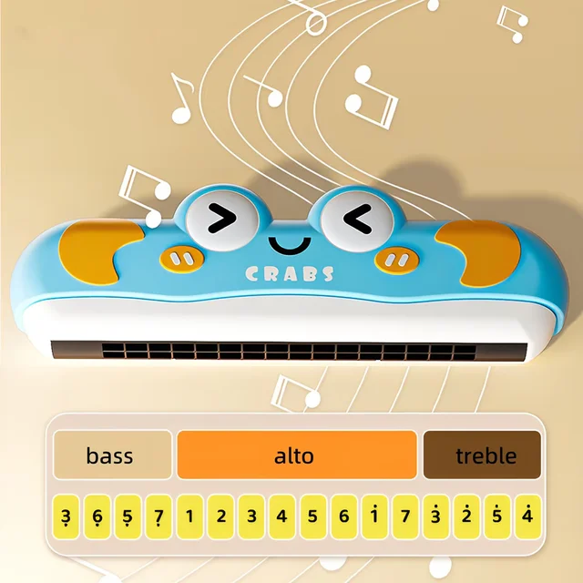 1PC Cute Crab Harmonica Toy for Kids Musical Educational Instrument 16-Note Safe Design Washable ABS Gift toys for Boys Girls 4