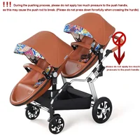 NOUVEAUX Jumeaux bébé poussette 2 en 1 pliable deux enfants PU cuir poussette étanche Double landau double poussettes jumeaux pour 2 2