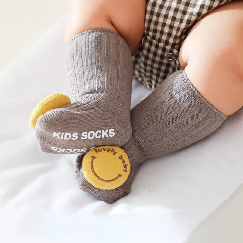 

New Autumn Baby Boy Girl Socks for Kids 0-3 years Cute Cartoon High Knee Newborn Anti Slip Sokken Soft Cotton Infant Floor Socks