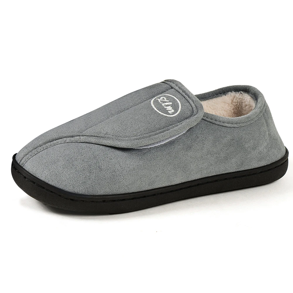 Slippers for Men Suede Non-Slip House Shoes Comfy Warm Plush Walking Shoes Indoor/Outdoor for Diabetic Swollen Feet 3