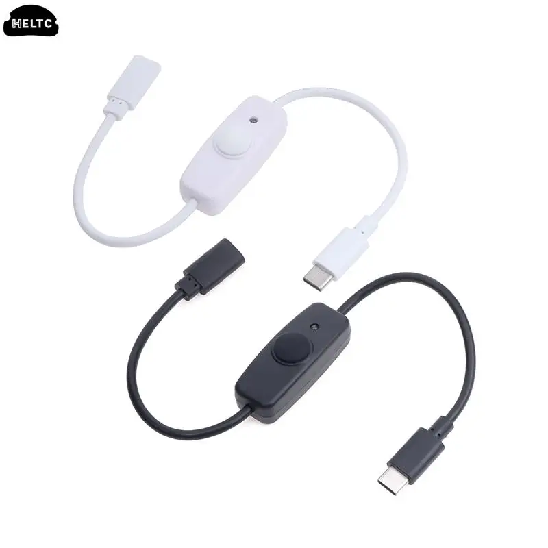 USB C타입 범용 익스텐션 케이블, ON/OFF 스위치 전원 단추, 30cm 충전 익스텐션 케이블, 화이트 블랙