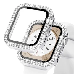 Starlight Case with Diamond Tempered Glass and Bumper Screen Protector for 44mm series 654 Se (Sliver 07)