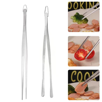 1pcs 12 Inch Stainless Steel Cooking Tweezers Kitchen Tongs BBQ Tool Tweezers for Cooking Kitchen Accessories CFQJ007