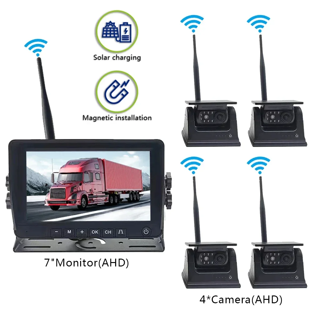 

4 Channels 2.4g Wireless Car Backup Ahd Camera & 7/9/10 Inch Ips Screen Truck Trailer Wireless Backup Camera System for Dvr