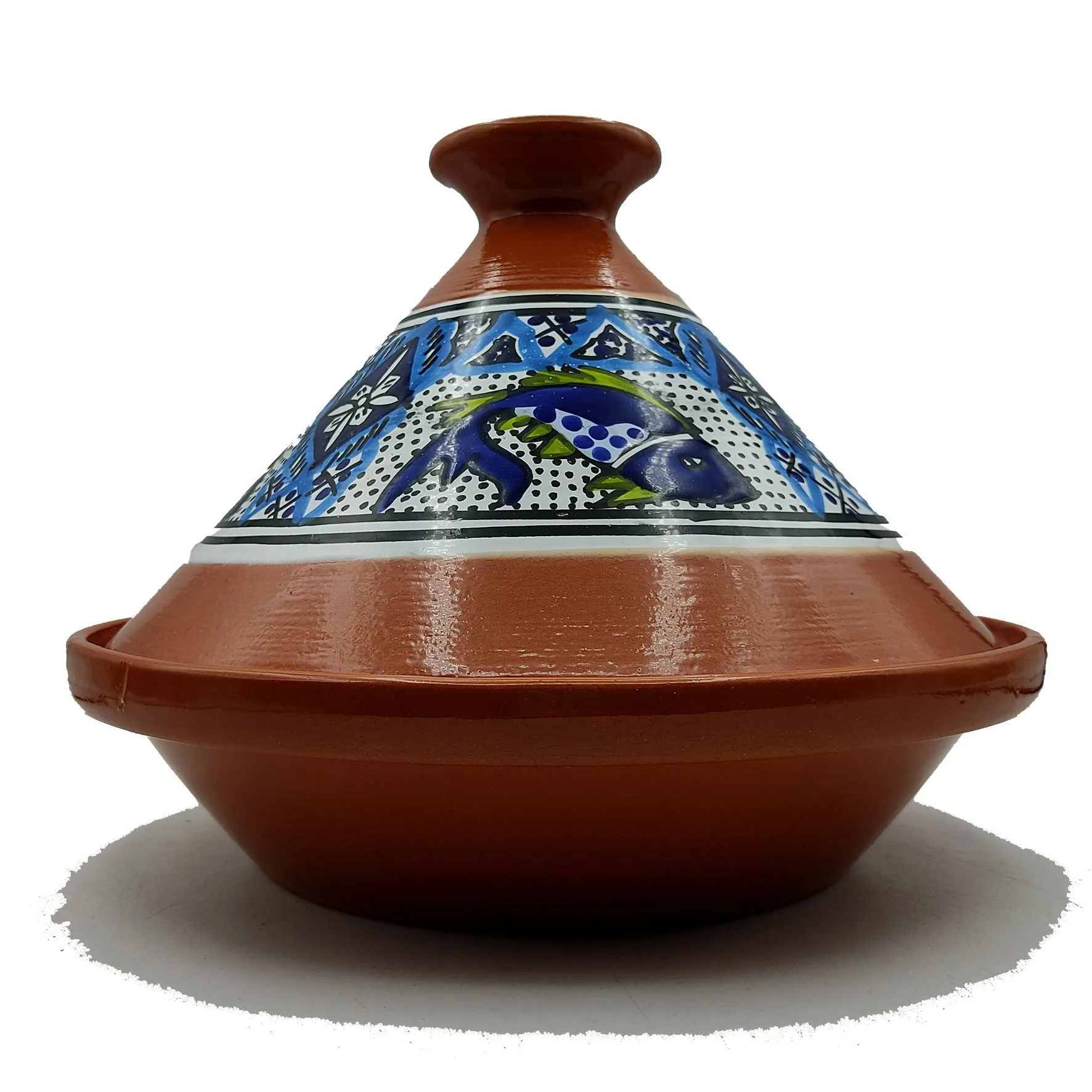 Olla de terracota con plato étnico marroquí Tunisino de 27 cm de longitud Tajine 3010201101 