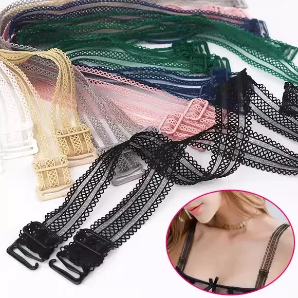 Elegant Lace Bra Strap - Adjustable Floral Elastic with Anti-Slip Design