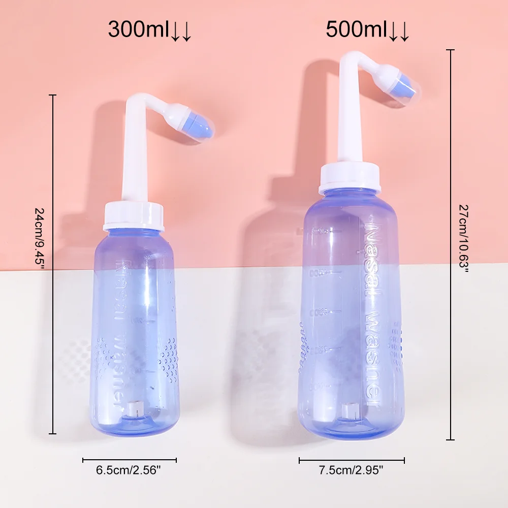 300/500ML Nasal Irrigator Neti Pot Nasal Wash Cleaner Manual Valve