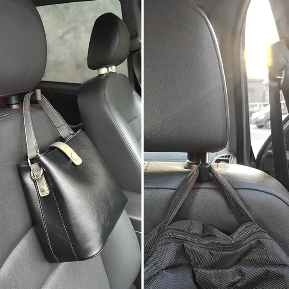 2PCS Plastic Car Back Seat Headrest Organizer Storage Hook Holder Metal Hanger For Groceries Garbage Bag Pouch Handbag Universal