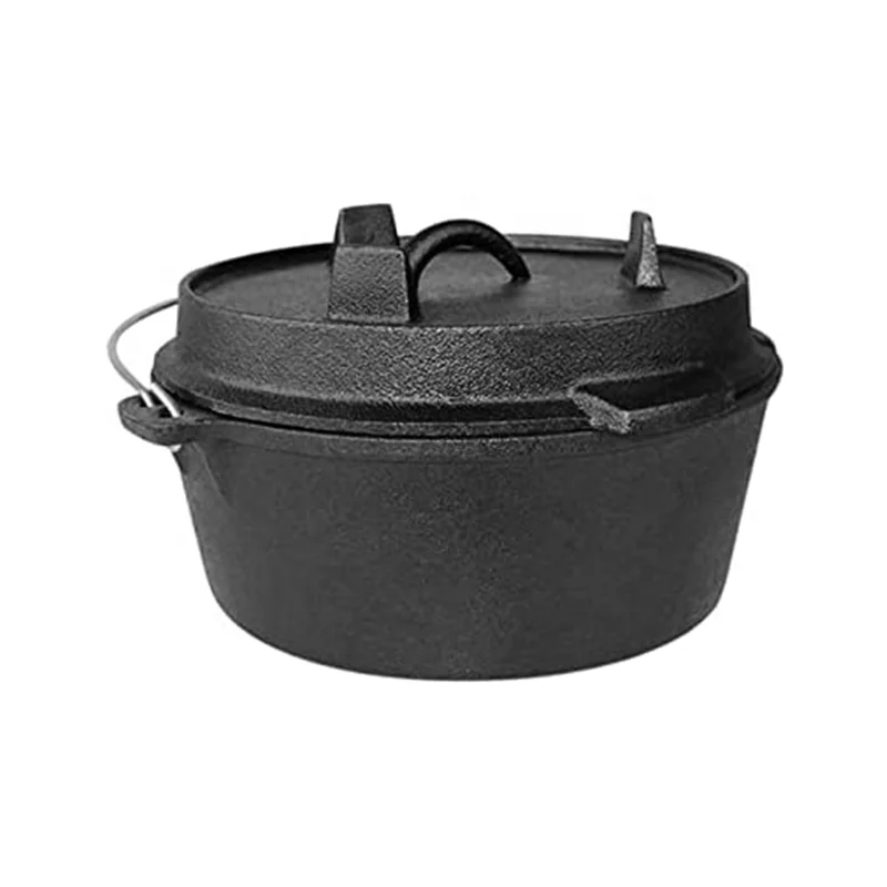 

cast iron camp dutch oven with lid