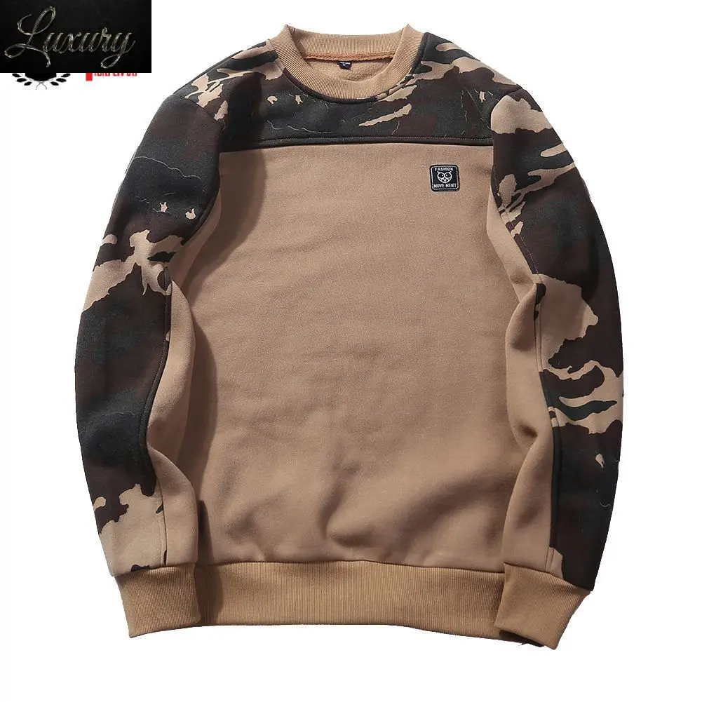 

EU Size 2023 Patchwork Pullover Camouflage Sweatshirts Men Crewneck Slim Fit Knitting Mens Camo Splice Hoodies Sweat Shirt Male