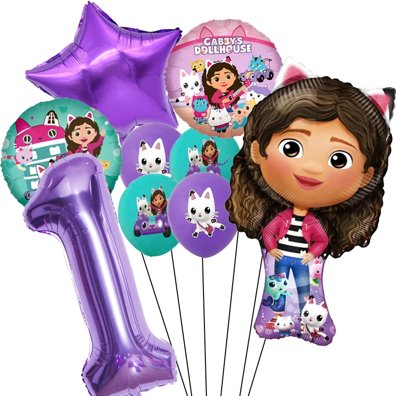 Gabby Dollhouse Cats Balloons Birthday Party Decorations 32 Inch Purple