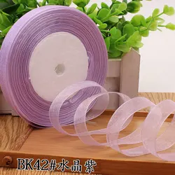 12mm Transparent Organza Ribbon - 50 Yards for DIY Crafts, Gift Wrapping & Decoration (BK42 Crystal Purple)