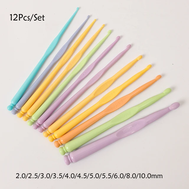 12pcs/set Colorful Abs Plastic Crochet Hooks Diy Knitting Tools