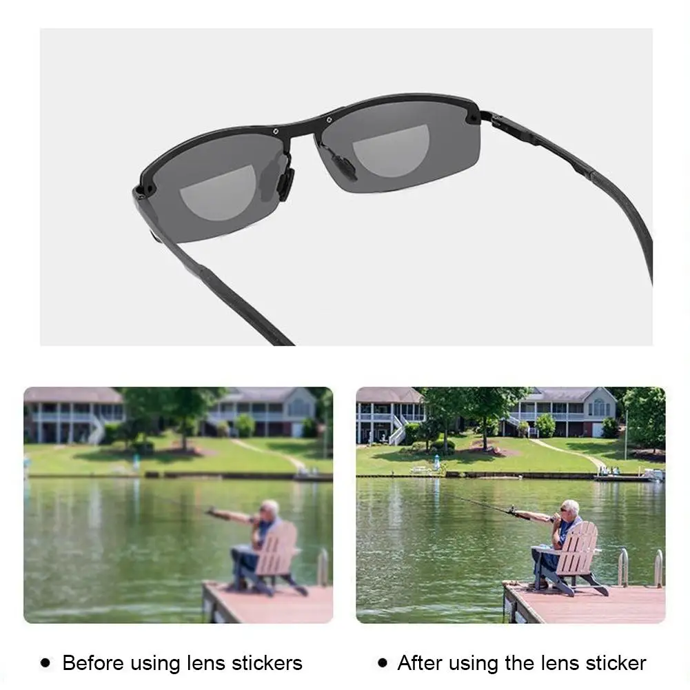 2pcs Stick-on Reading Glasses Lens Liquid Silicone Bifocal Presbyopic Lenses Magnification Bifocal Lenses +100 to +350 4