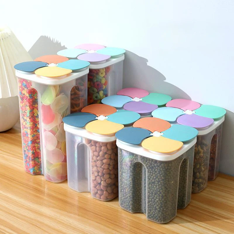 1.5/2.3L Cereals Storage Box Sealed Jar Lid Grain Noodle Tea Food Keep Fresh Container Kitchen Storage Supplies kitchen storage box rice storage box food storage container food storage box storage box