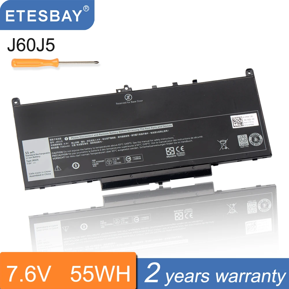 Batteria Per Laptop Etesbay J60J5 Per Dell Latitude E7270 E7470 Serie Mc34Y 0 Mc34Y R1V85 451-Bbsx 451-Bbsy 451-Bbsu 242Wd 7.6V 75Wh