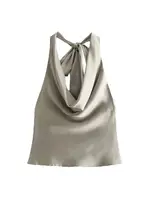 Women's Flowing Draped Halter Neck Tank Tops With Bow Tied, Backless, Sleeveless, Female Camis, Sexy, Fashion - Image 2