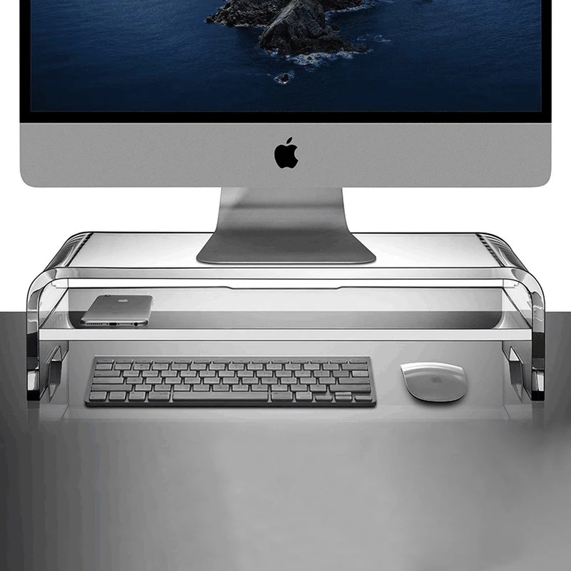 

Curved Display Notebook Desktop All-in-one Computer Increased Rack Acrylic Free Installation Triangular Double Layer