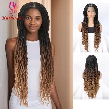Parrucca piena del merletto intrecciata Gypsy Box 1B / 4/27 Parrucca sintetica dei dreadlocks afro per le donne nere Parrucca trasparente del merletto da 30 pollici Uso quotidiano