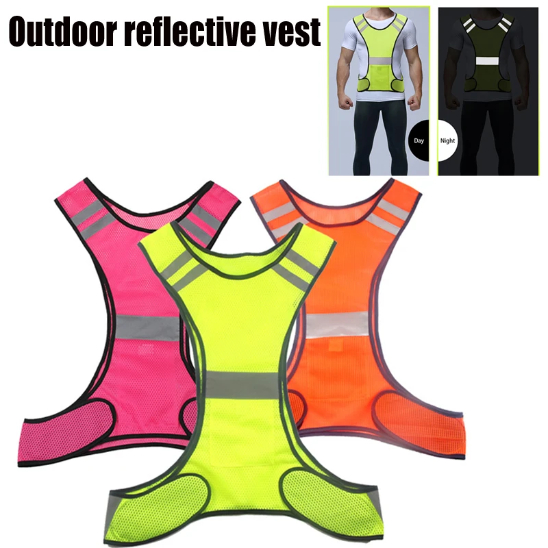 Reflective Vest High Visibility Breathable Safety Fluorescent Mesh for Night Running Cycling Hiking Sport