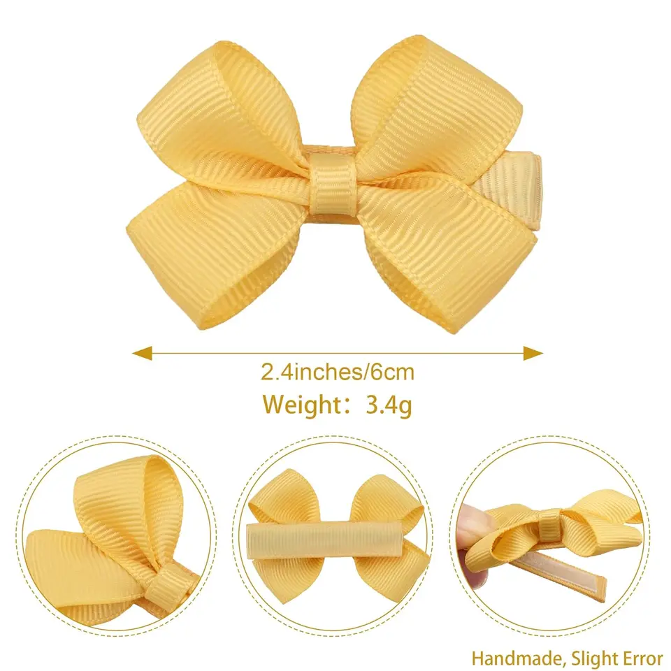 10Pcs Tiny Baby Bows Clips Fully Covered 2\, image size:960x960