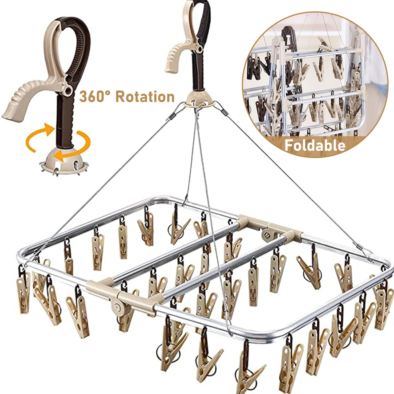 AluminumFrameUnderwearDryingHangerFoldingPegHangerforWashing