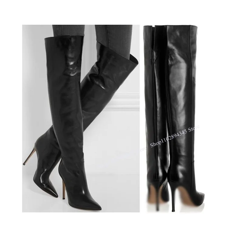 

Black Knee High Zipper Boots Thin High Heel Hollow Fashionable Sexy Cool Winter Big Size Woman Shoes Zapatillas Mujer