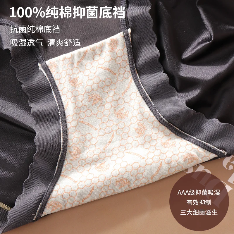 3Pcs/Set Women Cotton Panties L-2XL Mid-Rise Underwear Trendy Patchwork Lace Sexy Briefs Female Soft Underpants Lingerie