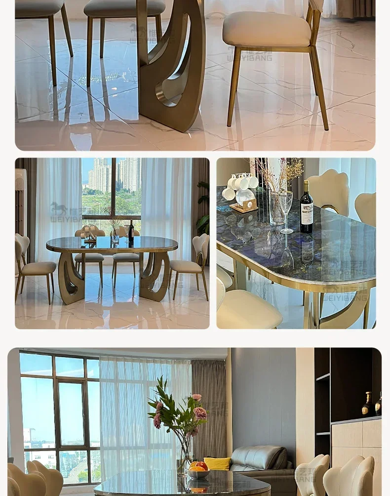 Luxury Kitcjen Dining Table Set 6 People Desk Legs Metal Marble Dining Table Coffee Multifunctional Mesa Comedor Home Furniture