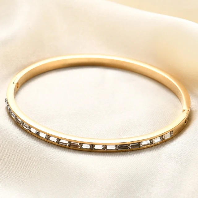 Fashion 4mm Open Stainless Steel Bracelet for Women Simple Luxury Zircon Bracelets Trendy Jewelry Girl Gifts Waterproof 3