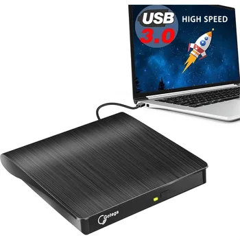 External DVD Drive USB 3.0 Portable +/-RW, CD ROM Burner for Laptop Desktop PC Windows Linux Mac Black 1
