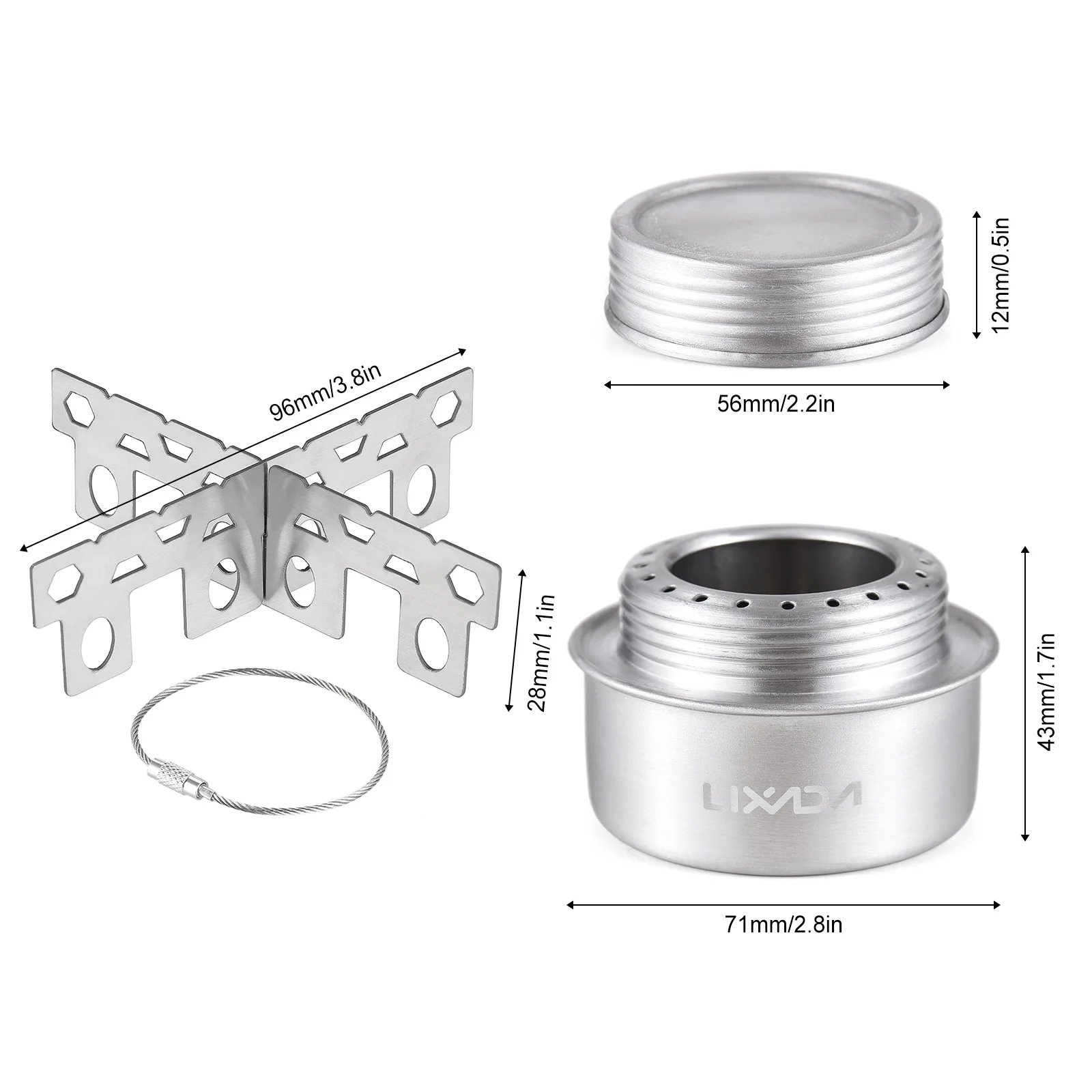 Lixada Camping Stove Mini Alcohol Stove Outdoor Portable Aluminum Alloy Hiking Backpacking Cooking Stove with Lid Cookware