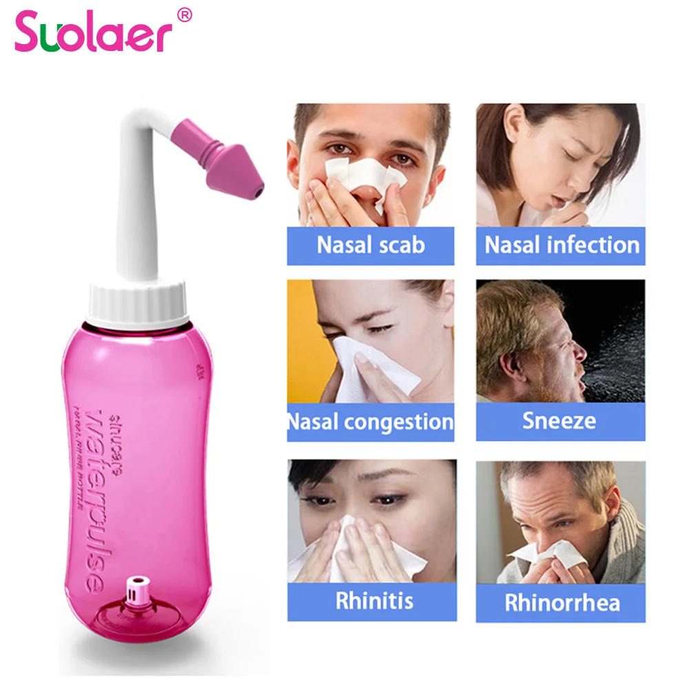 Portable Nose Wash Pot Nose Cleaner Nasal Irrigators Nasal Bottle For Adults Children Rinse System 500/300ML Neti Pot nose wash cleaner