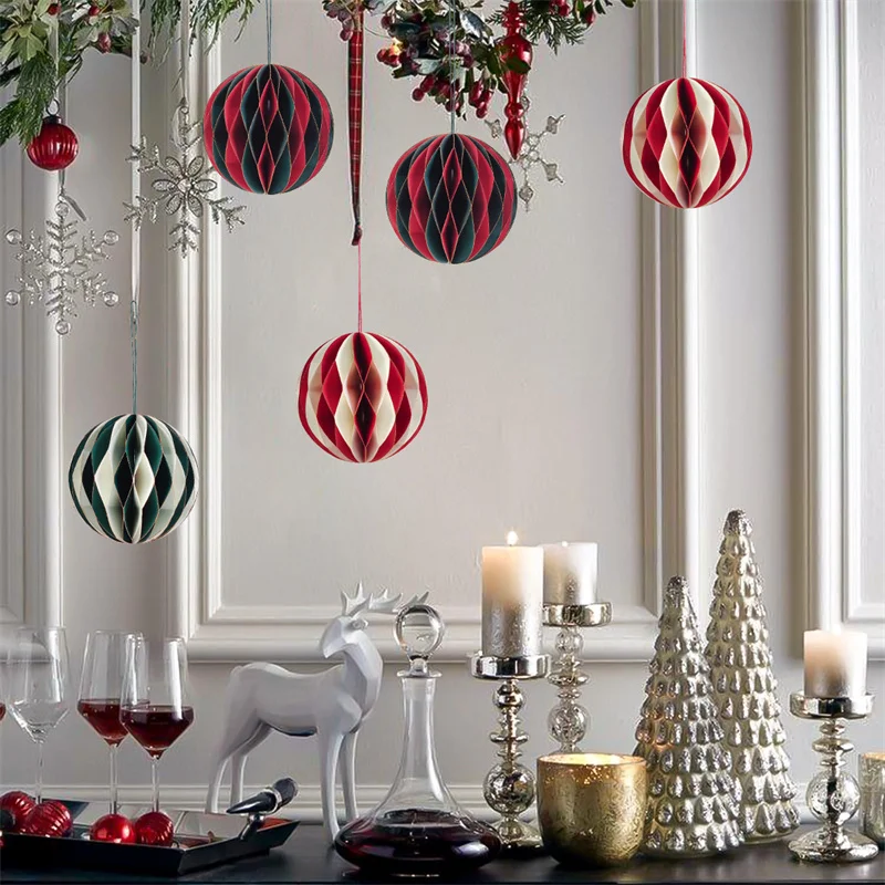 thumbnail image 4 of Colgante de bola de panal de 2 piezas, decoración colgante de papel para árbol de Navidad, Año Nuevo, boda, Baby Shower, fiesta de cumpleaños, 4 of 5