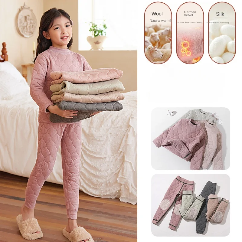 WinterTeenageChildrenThermalUnderwearKidsThermalClothingWoolly
