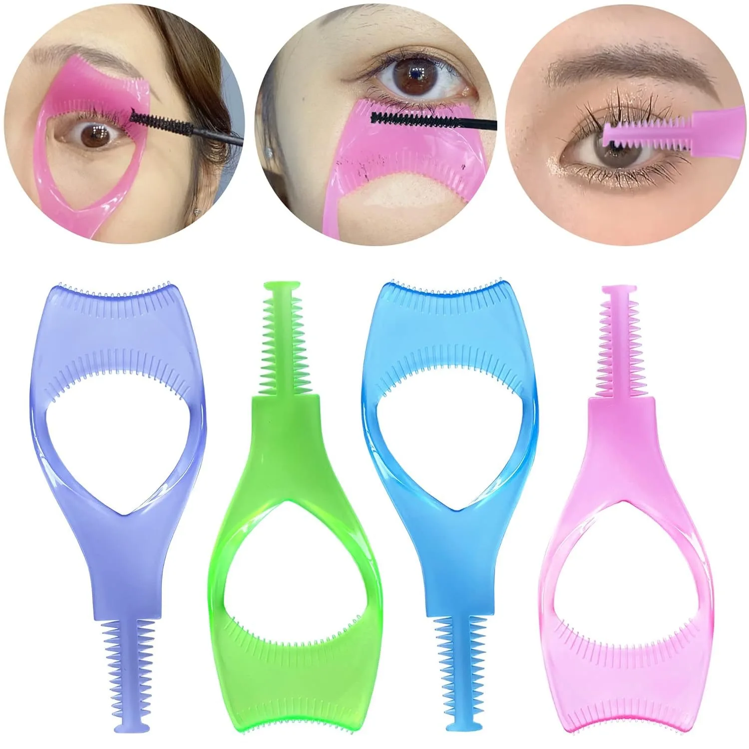 

3 in 1 Eyelash Tools Makeup Mascara Shield Guide Guard Curler Eyelash Curling Comb Lashes Cosmetics Curve Applicator Comb