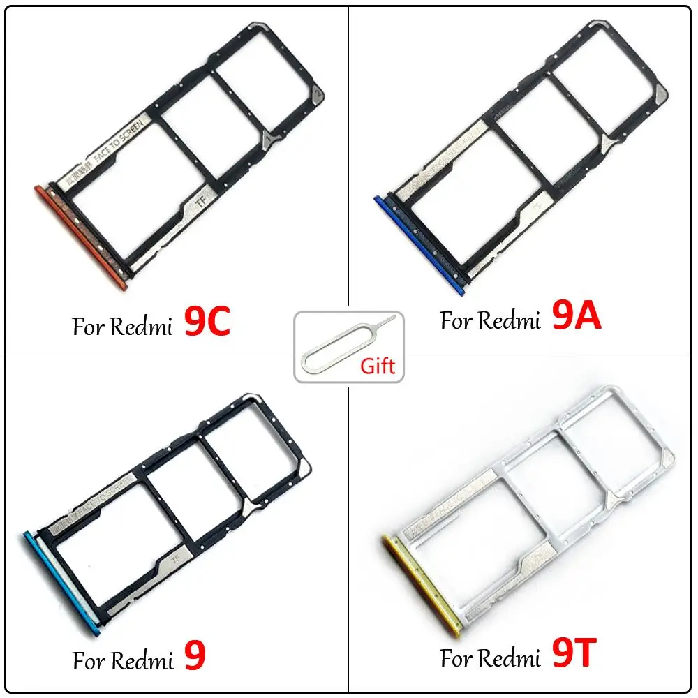 

Original Mobile Phone Sim Card For Xiaomi Redmi 9 9A 9C 9T Repair Part SIM Card Tray Slot Chip Holder Adapter Accessories + Pin