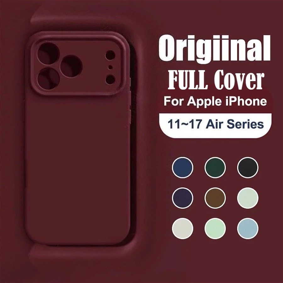 Offizielle stoßfeste Flüssigsilikon-Schutzhülle mit vollständigem Linsenschutz für Apple iPhone 17 14 12 11 13 15 16 Pro Max Air Plus