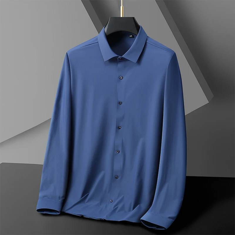 Business shirt seamless shirt Summer Men Shirt Elasticity Long Sleeve Oversize 6XL 7XL 8XL 10XL Plus Size Formal Traceless Black White Designer High Quality