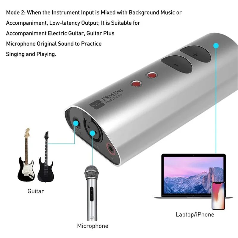 TS 미니 휴대용 사운드 카드 마이크 녹음 오디오 인터페이스 USB, 아이폰, 아이패드, 안드로이드 장치, 맥, 윈도우, PC 사운드 카드
