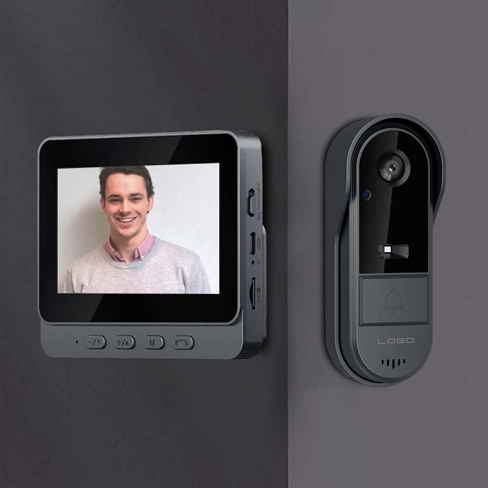 2.4G WiFi 비디오 인터콤 도어 카메라 4.3인치 IPS 스크린 HD 초인종 카메라 IR 야간 투시경 방수 기능 홈 오피스 아파트용
