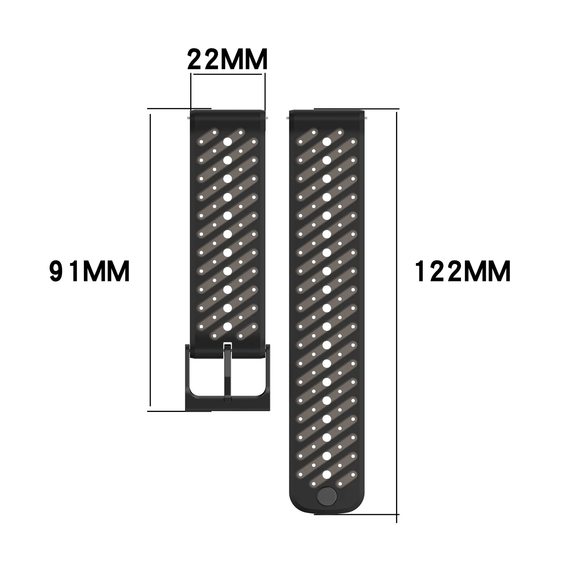 Silicone Sport Watch Strap, 22mm - Durable and Comfortable Bracelet Band